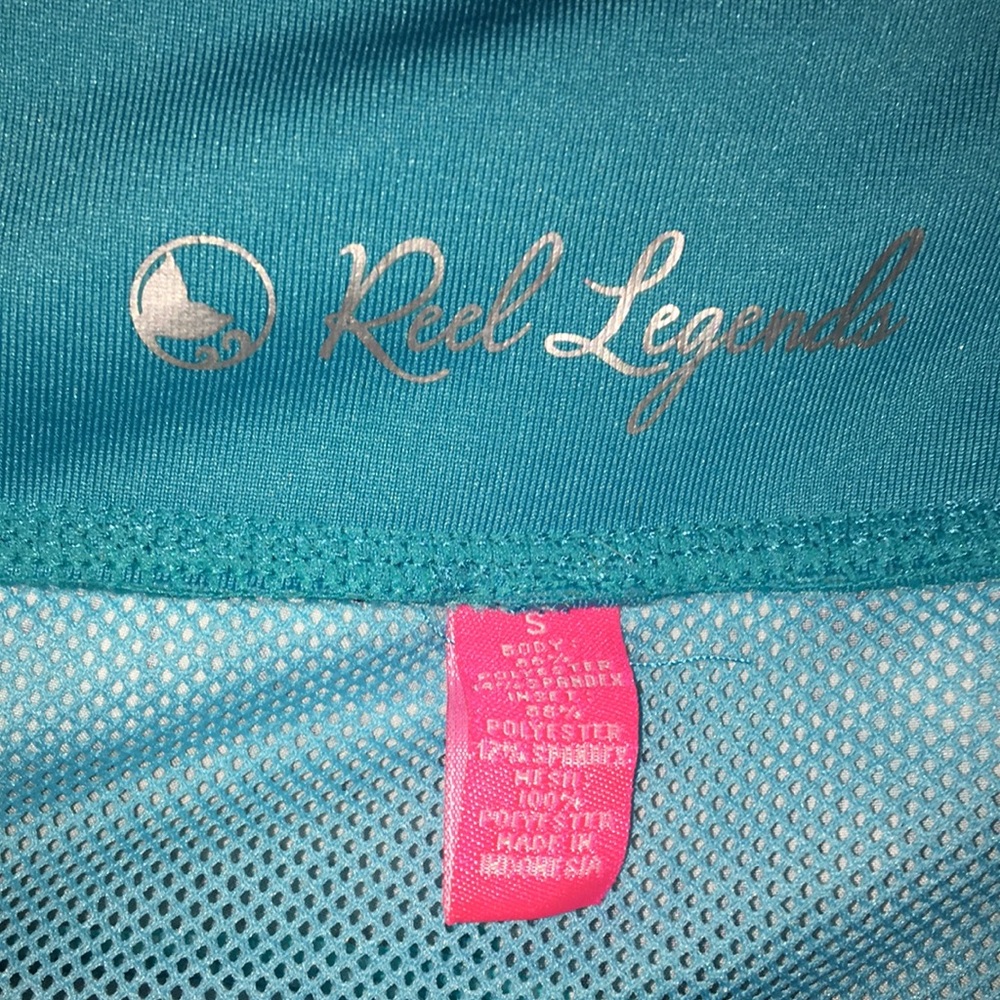 Reel Legends Teal Floral Rash Guard Swim Set XS/S 2/4 2 Piece Athletic Swimsuit - Picture 4 of 17